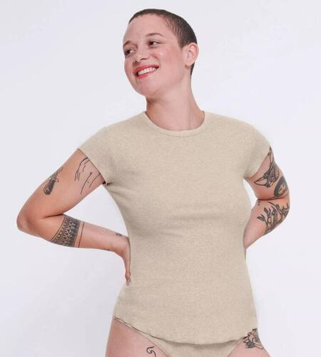 GO Ribbed T-Shirt Bluzka z krótkim rękawem Sloggi - Grey Combination