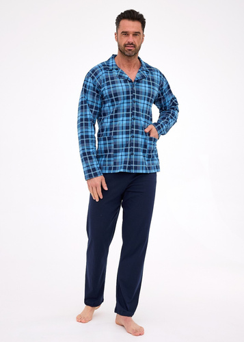 114/82 Piżama męska Cornette | Rozpinana, 100% bawełna, kołnierzyk i kieszenie