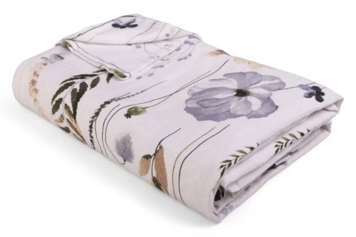 F-90 Pościel flanelowa kwiaty Matex biały/niebieski