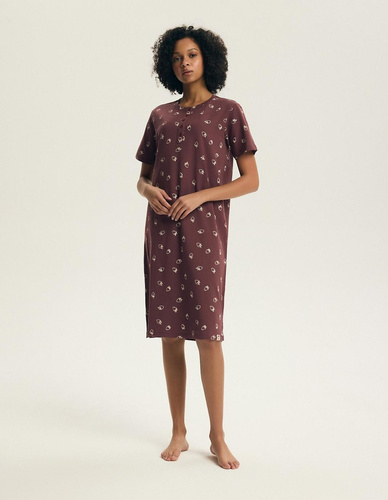 Koszula nocna Henderson Evika 45304 – bawełniana, truskawki, guziki
