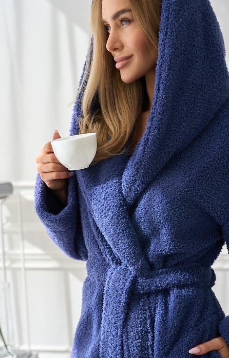 2555 Heaven Szlafrok damski L&L z kapturem navy  – komfort i styl