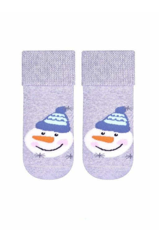 Art.156 Skarpety dziecięce  Świąteczne Frotte  Steven szary jasny melanż  006