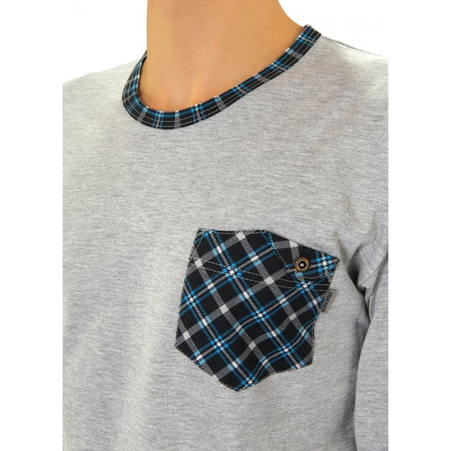 04 Piżama Męska długi rękaw i spodnie Sesto Senso - turkusowy