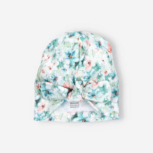 Flowers Czapka niemowlęca z bawełny organicznej Nini druk