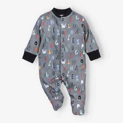 ABN-4196/LIT Alfabet Pajacyk z bawełny organicznej Nini czarny