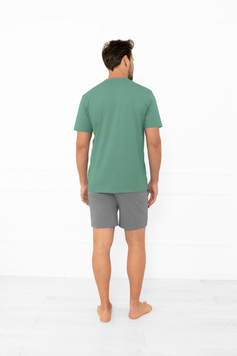 Juliusz Piżama męska Italian Fashion szałwia– krótka, bawełna, elegancka