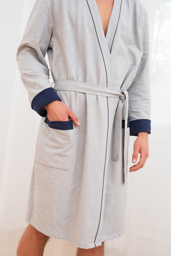 Gabriel Szlafrok męski z kieszeniami Italian Fashion- melanż/granat