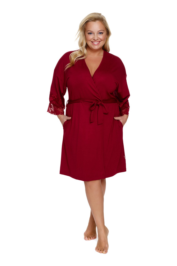 7261 Szlafrok damski Doctor Nap – wiskoza, Plus Size - burgundy red