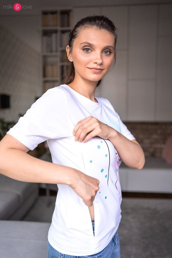 Bluzka do karmienia Boob Milk&Love biały z grafiką