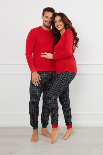 Foggia Piżama Damska długi rękaw, długie spodnie Italian Fashion - czerwony/druk