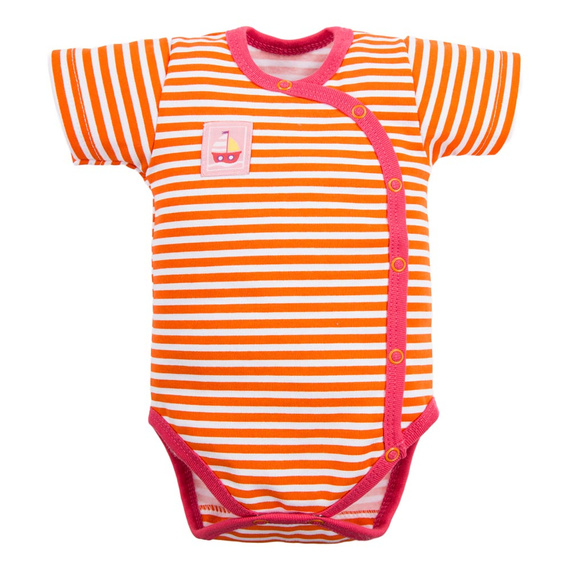 Statki Body niemowlęce Eevi kopertowe pomarańczowe – 100% bawełna, krótki rękaw