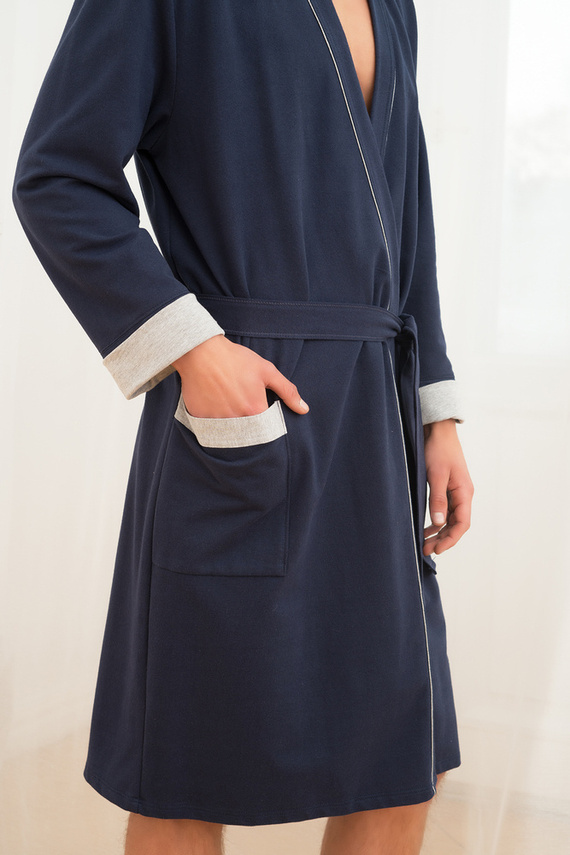 Gabriel Szlafrok męski z kieszeniami Italian Fashion- granat/melanż