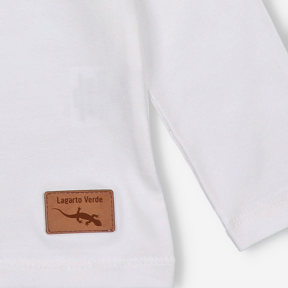 KAR-3008 Bluzka dziewczęca z długim rękawem Lagarto Verde ecru– stylowa, bawełniana, polska produkcja