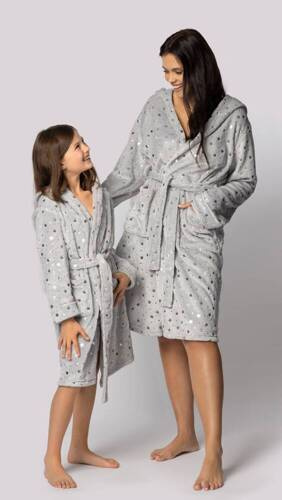 Star szlafrok dziecięcy Kids Envie light grey