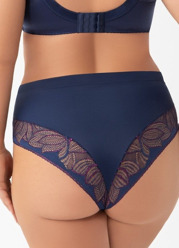 Gorsenia K 971 Astrid Figi damskie – granatowe, koronka i tiul