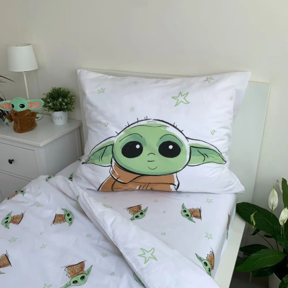 Star Wars Baby Yoda Pościel dziecięca bawełniana Jerry Fabrics biały