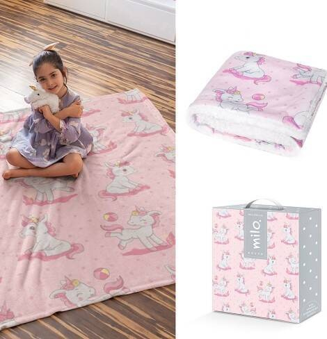 Milo sherpa słonik kocyk włochacz dwustronny różowy