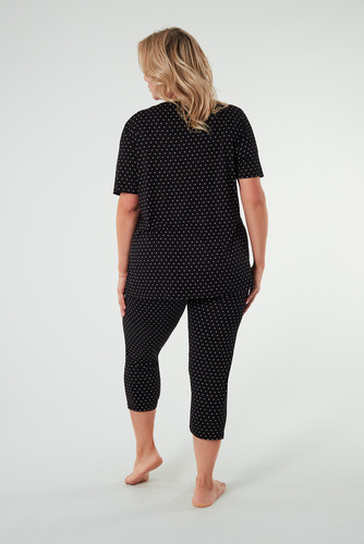 Puntini Piżama Damska krótki rękaw, 3/4 spodnie Italian Fashion - czarny 