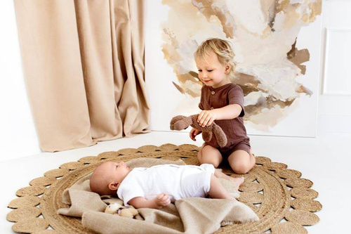 02252RC "Bamboo Muslin Choco" Rampers niemowlęcy Makoma