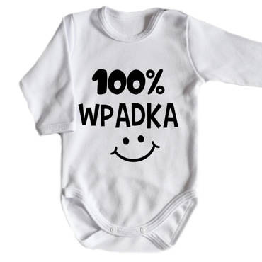 "100% WPADKA" Body długi rękaw Moocha biały