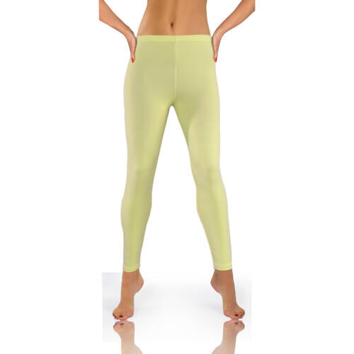 Legginsy damskie sportowe bawełniane kryjące długie Sesto Senso żółty