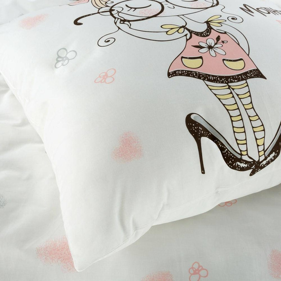 Kids 06 Pościel Bawełniana Desing 91 biała pudrowa szara