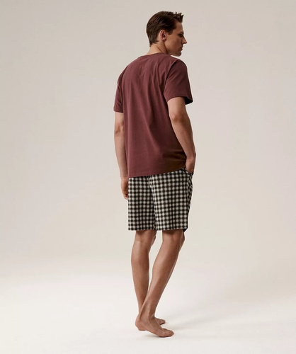 Piżama męska NMP-397 -szary wino  bawełna, krótki rękaw, lekka i wygodna na lato