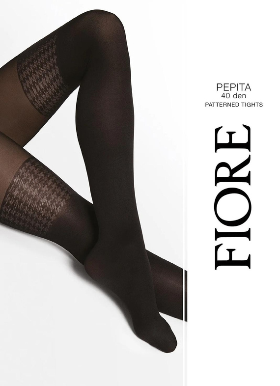 Fiore G6140 Pepita Black Rajstopy 40 DEN Imitujące Pończochy Pepitka