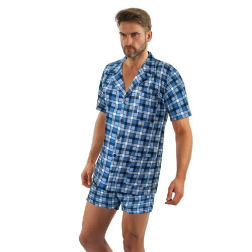 2182/10 Rozpinana Piżama Męska, krótkie spodenki Sesto Senso - granatowy