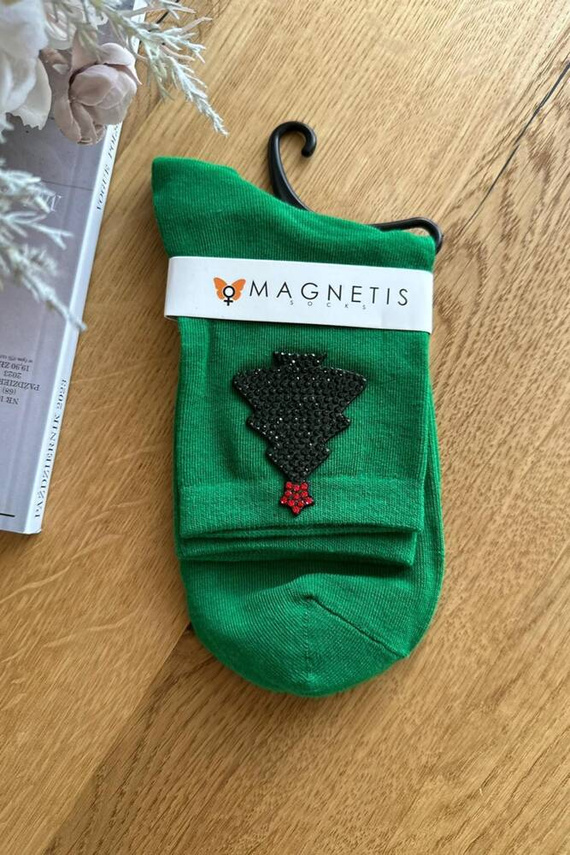 Świąteczna Choinka Skarpety Damskie Magnetis zielony