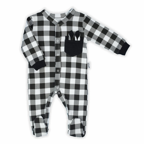 163356 Pajacyk niemowlęcy "Bunny Kratka" Nicol - czarno-biały