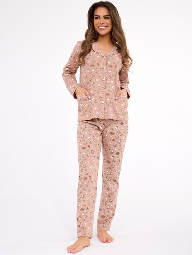 482/434 Smile 4 Piżama damska Cornette – bawełniana, rozpinana, z kołnierzykiem