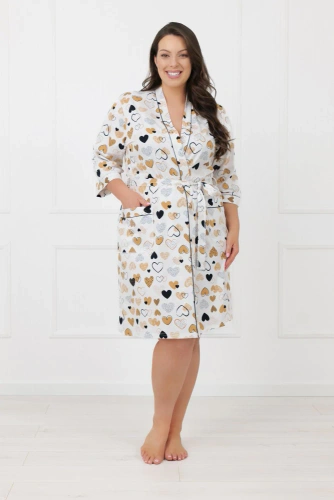 Szlafrok damski Soreno Italian Fashion – bawełna, rękaw 3/4, wiązany