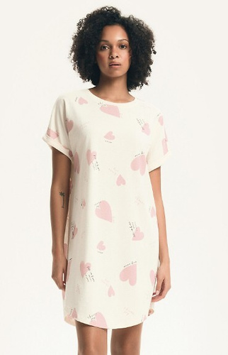 Koszula nocna Elain 44496 Henderson – 100% bawełna, serduszka- różowa