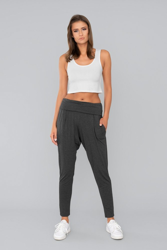 Grey Spodnie Damskie Italian Fashion- ciemny melanż