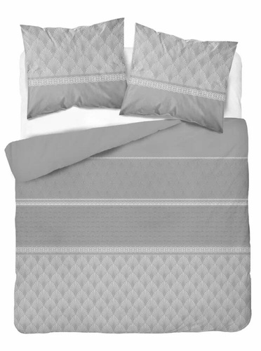 4924 A Home Satin Pościel satynowa liście Detexpol szary 