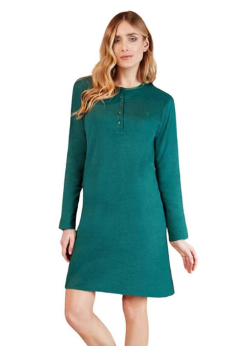 PC38108 Koszula nocna rozpinana Nottingham ciemny zielony