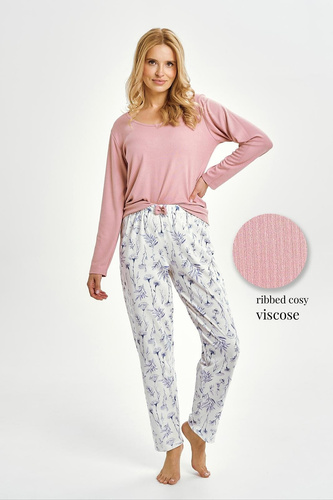 Piżama damska Taro 3456 Caroline różowa wiskoza i bawełna komplet