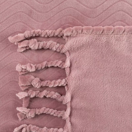 Emma Koc narzuta z frędzlami Eurofirany pudrowy