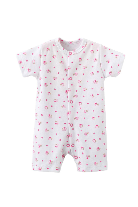 Rampers niemowlęcy Martex bawełniany różowe kwiatki | Letni pajacyk