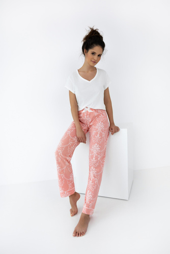 Kalina Piżama damska Sensis - ecru-łososiowy