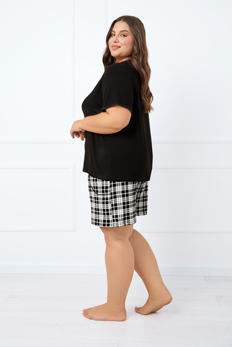 Klara Piżama Damska krótki rękaw, krótkie spodnie Italian Fashion - czarny/druk