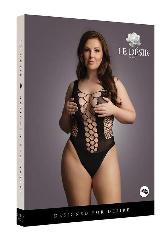 Bodystocking DES023 Le Désir zmysłowe body z geometrycznymi wycięciami
