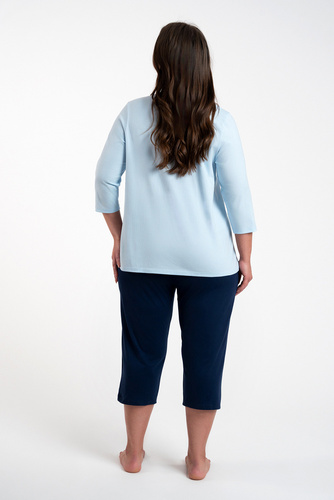 Arietta Piżama Damska 3/4 rękaw i 3/4 spodnie Italian Fashion - niebieski 