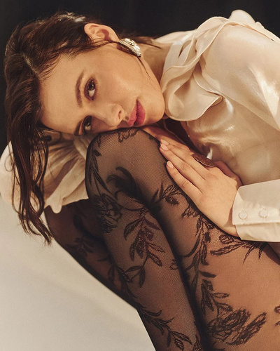 Floral Rajstopy 20 den Gabriella - nero