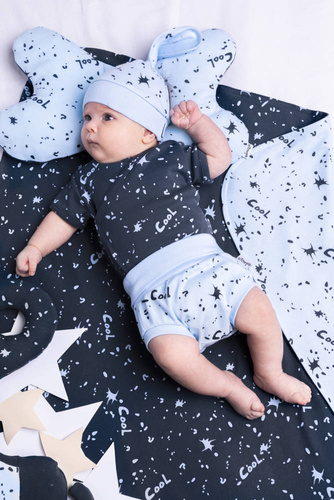 185098 Maks Body z krótkim rękawem rozpinane Nicol - granatowy plamki