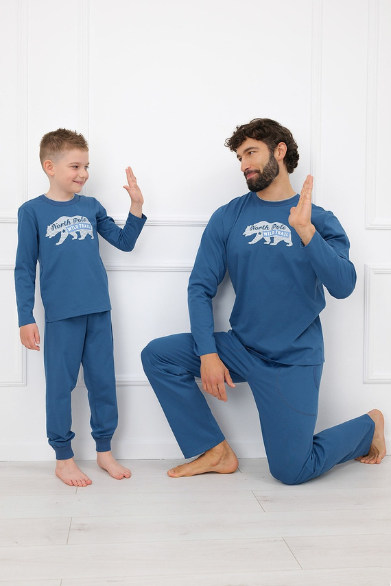 Piżama Chłopięca Italian Fashion Kasim 100% Bawełna Długa- jeansowa