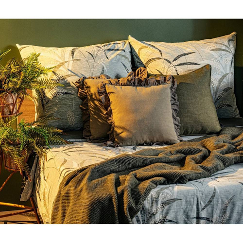 Montenegro 6 pościel z bawełny liście Eurofirany oliwkowy