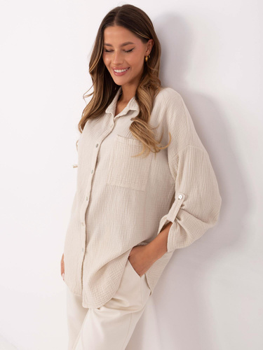 MO-KS-9368.98 Koszula damska muślinowa Paris beżowy