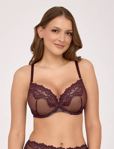 Biustonosz push-up Ava 2232 Chocolate Brown koronka fiszbiny